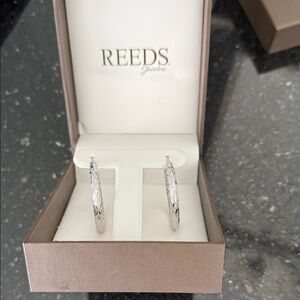 NWT Textured Silver Hoop Earrings